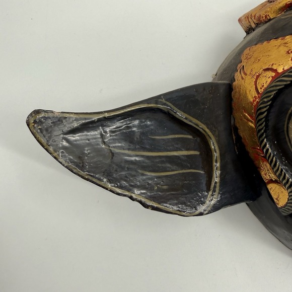 Vtg Hand Carved Painted Wood BALINESE Indonesian Pig Wild Boar  9x14" Folk Art - Picture 9 of 16